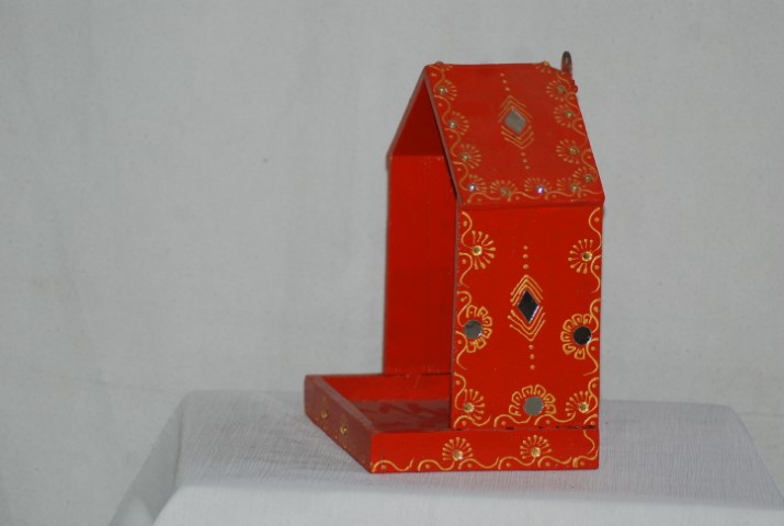 Wooden Handcarfted very small bird feeder/Mandir wall mounted